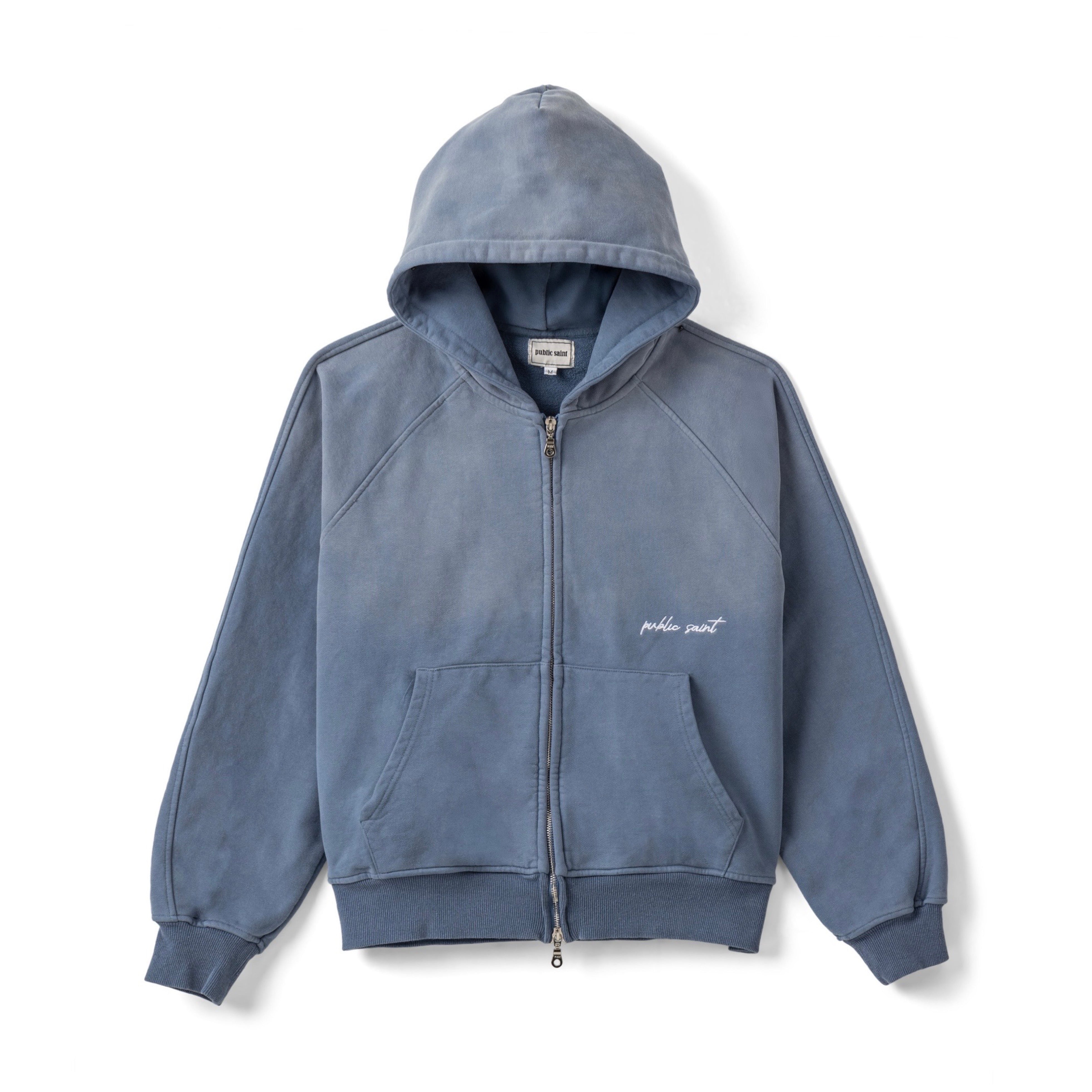 SUN FADED ZIP-UP HOODIE - BLUE