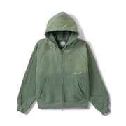 SUN FADED ZIP-UP HOODIE - GREEN
