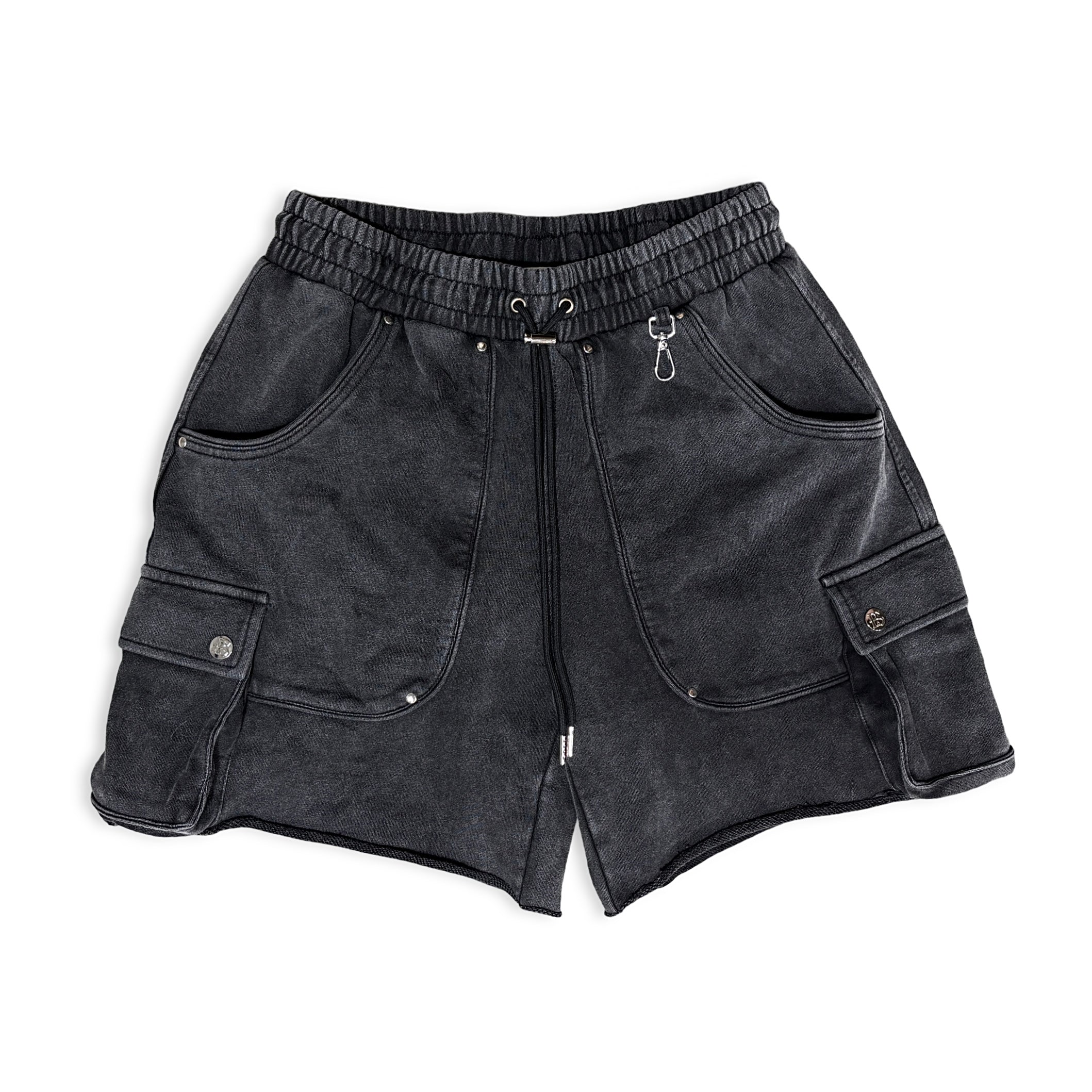 CARGO SWEAT-SHORTS - WASHED BLACK