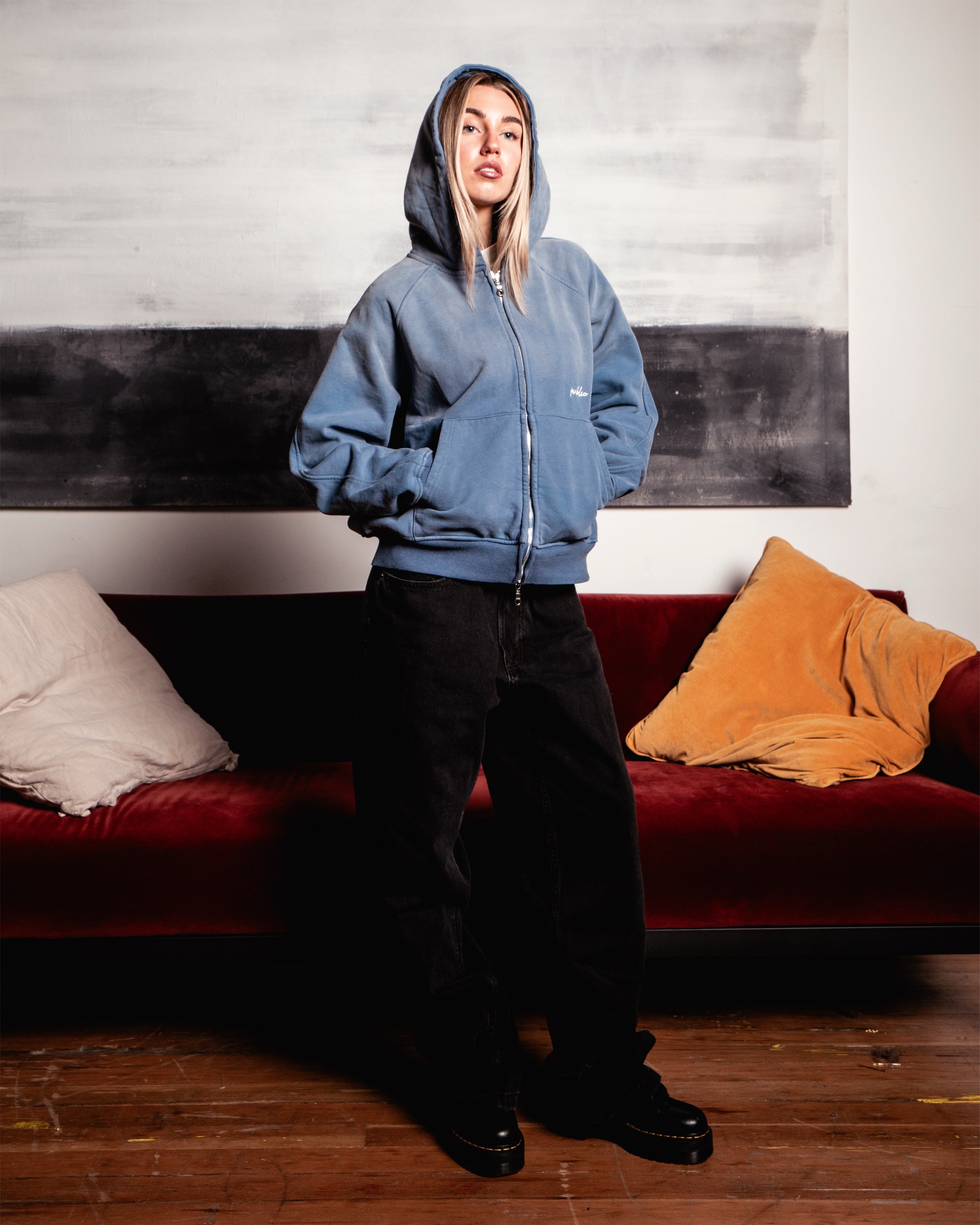 Sun Faded Zip-Up - Blue